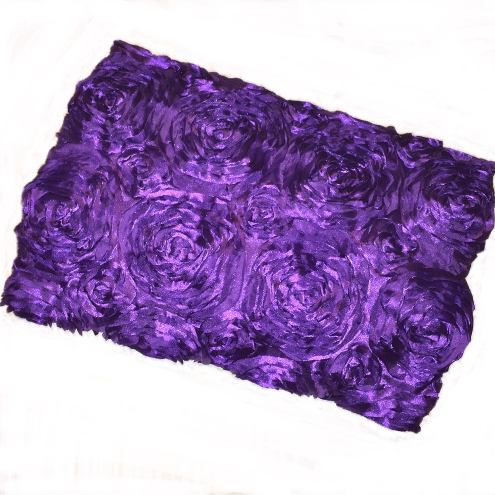 Purple satin 3D rosette fabric